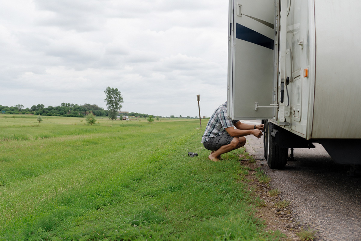 Rv blowout on highway